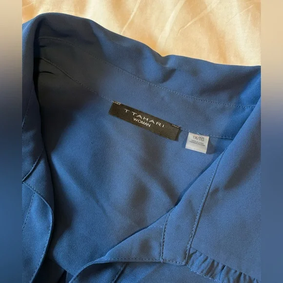T Tahari Prussian Blue Blouse - Picture 5 of 7
